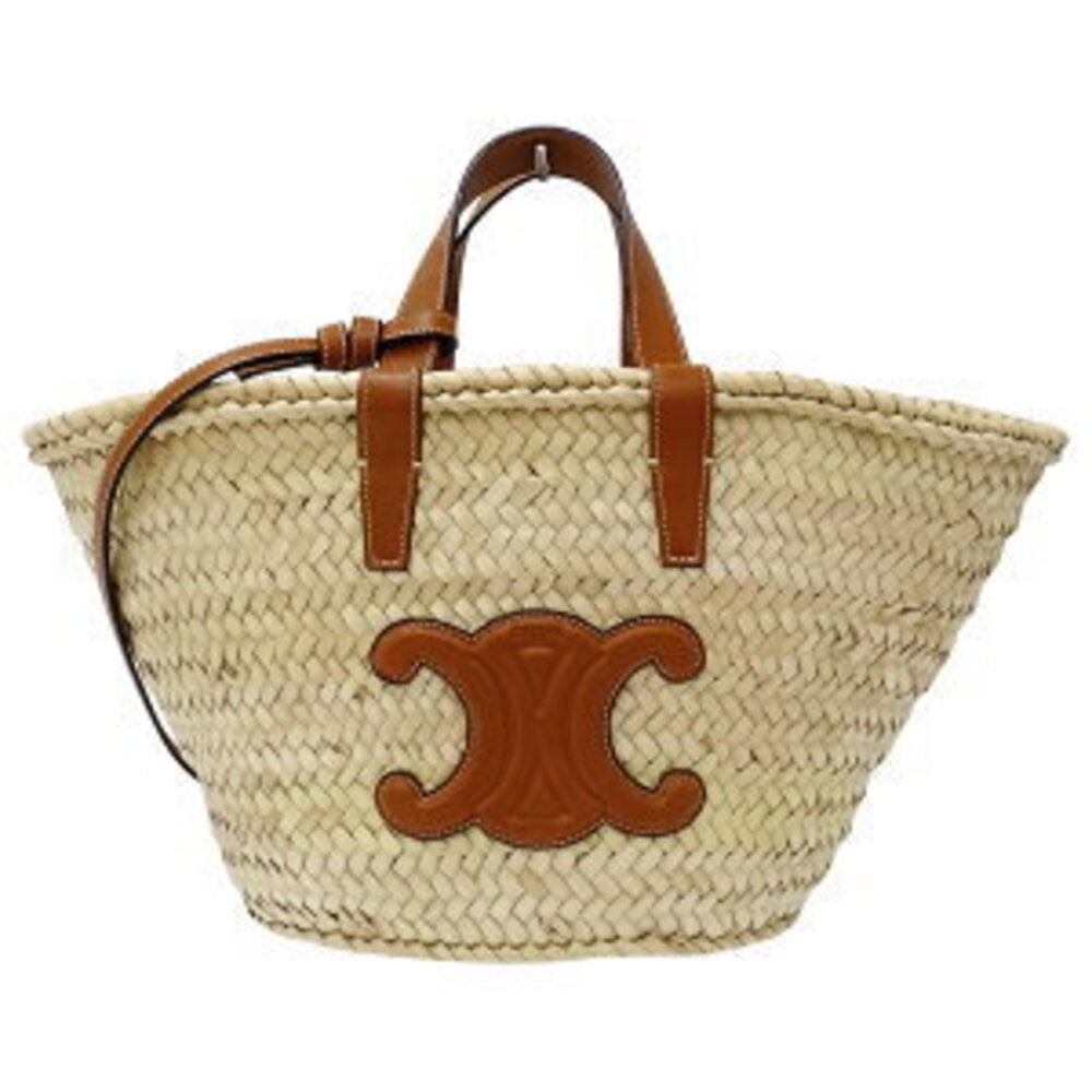 Celine Bag Handbag Shoulder Panier Raffia Tan Basket Beige Brown